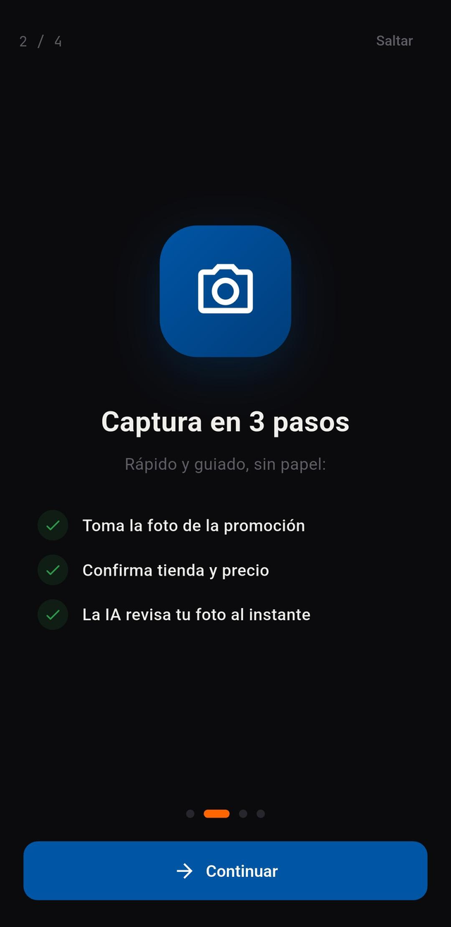 Registro de la promoción en tienda: foto, hora y ubicación antes de validar.